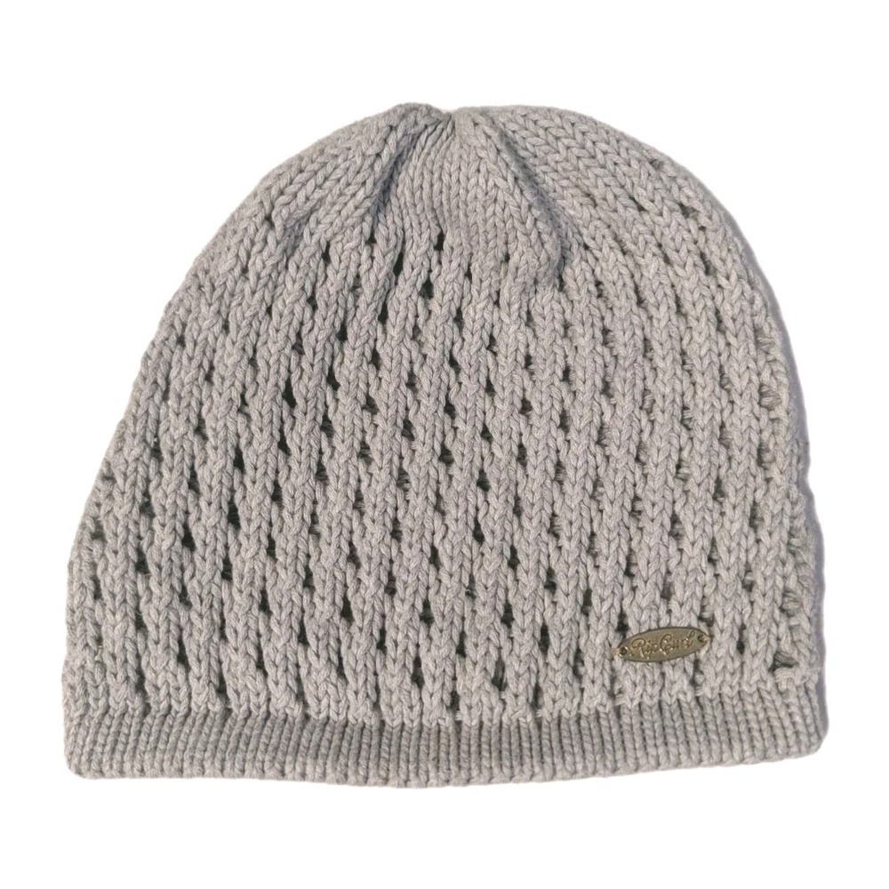 Rip Curl Women's Loose Knit Boho Beanie‎ Winter Hat Gray Metal Logo Tag One Size